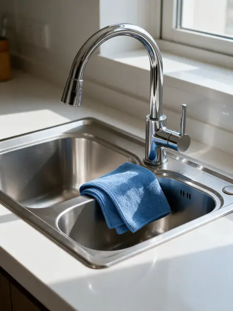 Kitchen sink after a Bubble's Sparkle clean