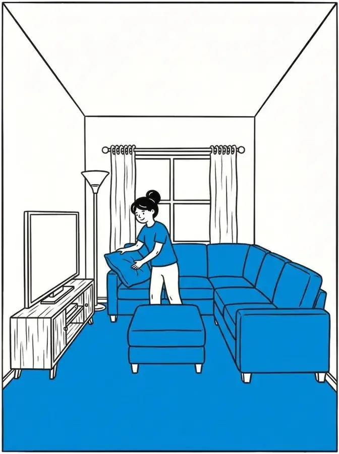 Family room after a Bubble's Sparkle recurring cleaning clean