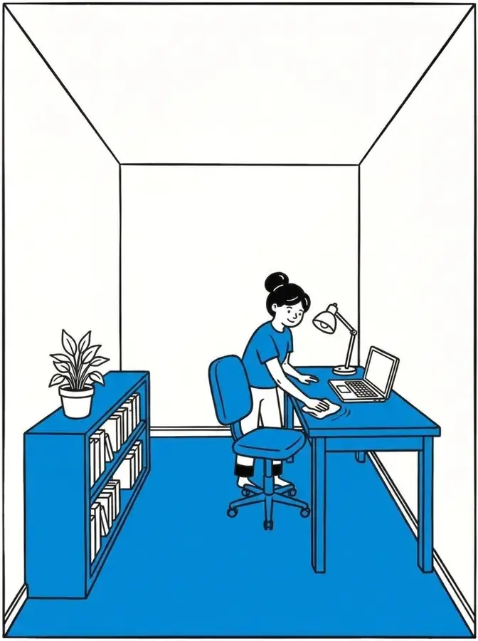 Home office after a Bubble's Sparkle recurring cleaning clean
